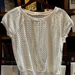 Weston by Anthropologie Dara Open Knit White Pullover